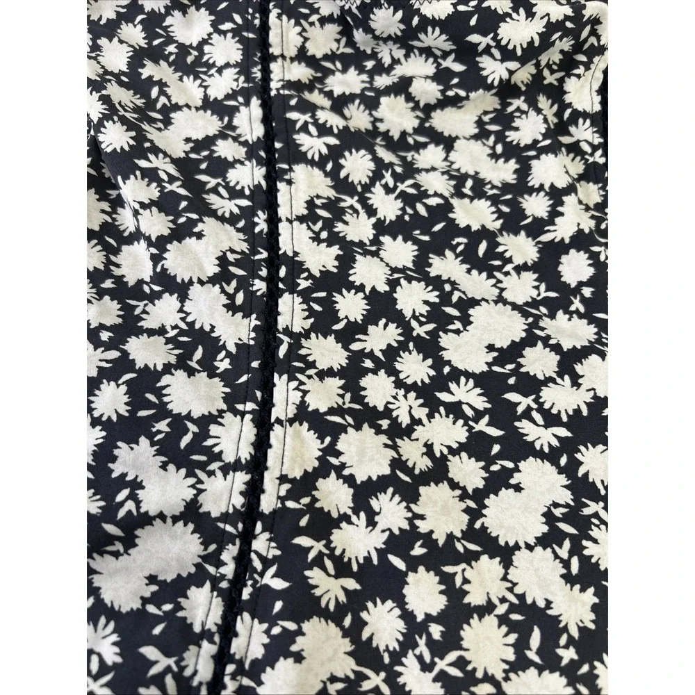 Tory Burch Floral One-Piece Black Cream Floral Swimsuit Sz M **No Straps**